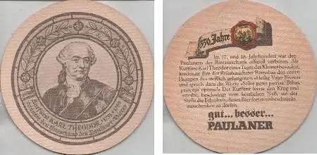 Bierdeckel rund - Paulaner - 350 J. - Karl Theodor