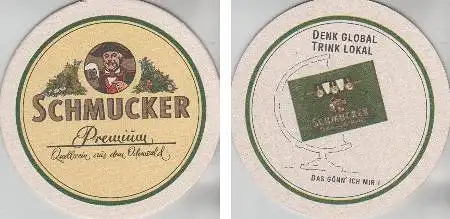 Bierdeckel rund - Schmucker - Denk global - Trink Lokal