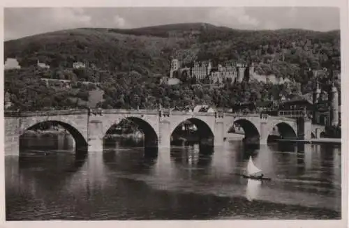 Heidelberg - Alte Neckarbrücke und Schloß - 1953