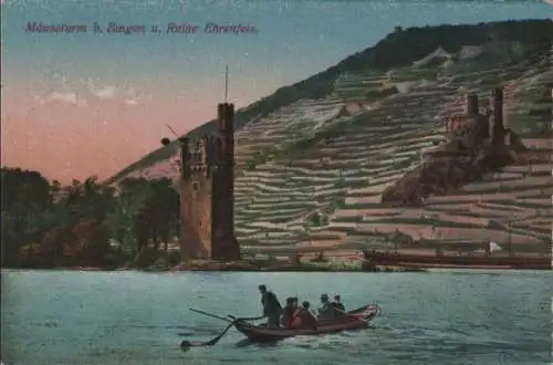 Bingen, Mäuseturm - u. Ruine Ehrenfels - ca. 1920