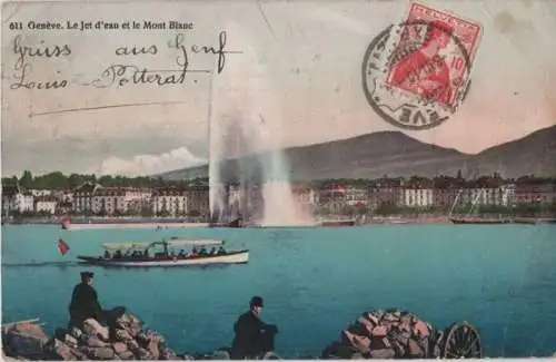 Schweiz - Schweiz - Genf / Genève - Le Jet de eau et le Mont Blanc - 1910