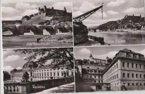 Würzburg - u.a. Alte Mainbrücke - ca. 1960