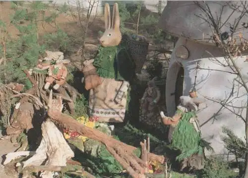 Egloffstein - Bieberach, Osterbrunnen, Hasenfamilie - ca. 1995