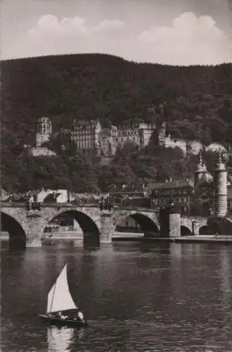 Heidelberg - Alte Neckarbrücke und Schloß - 1956