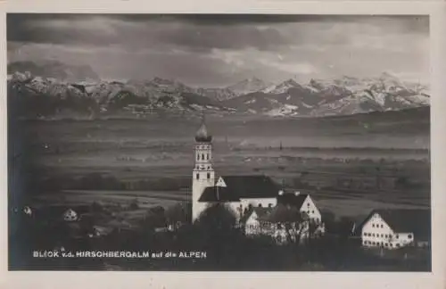 Pähl, Hirschbergalm - Blick auf die Alpen - ca. 1950