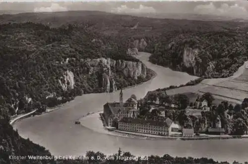 Kelheim - Kloster Weltenburg vom Flugzeug - ca. 1955