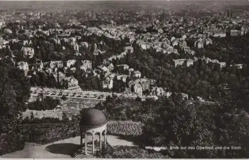 Wiesbaden - Blick auf das Opelbad - ca. 1960