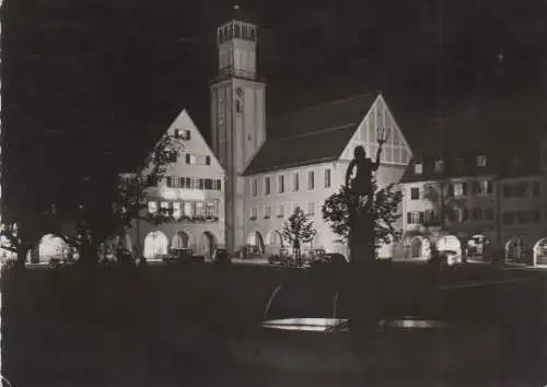 Freudenstadt nachts - Rathaus Neptunbrunnen - 1957