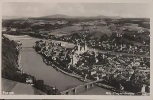 Passau - Original-Fliegeraufnahme - ca. 1950