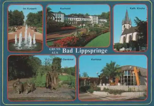 Bad Lippspringe - Im Kurpark, Kurhotel, Kath. Kirche, Schäfer-Denkmal, Kurhaus - 1989