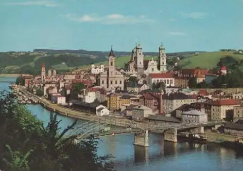 Passau - Donaupartie mit Hafen - ca. 1975