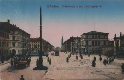 München - Odeonsplatz mit Ludwigstraße - ca. 1920