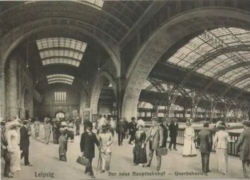 Leipzig - [REPRINT] - neuer Hauptbahnhof, Querbahnsteig - ca. 1990