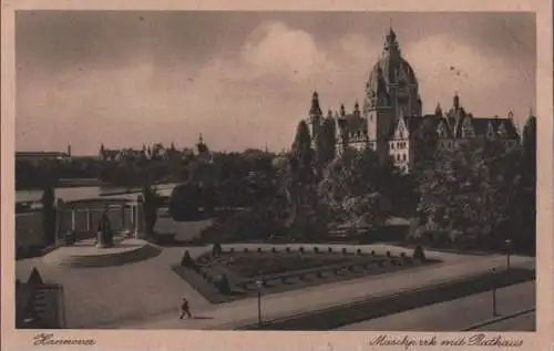 Hannover - Maschpark mit Rathaus - 1933