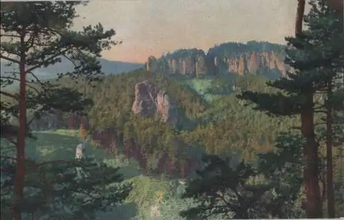 Sächsische Schweiz - Blick auf Talwächter und Basteifelsen - ca. 1925