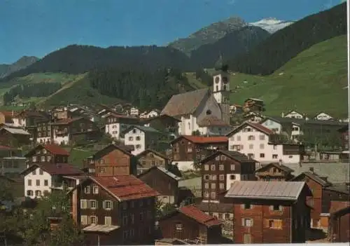 Schweiz - Schweiz - Disentis - Dorfpartie mit Piz Gendusas - ca. 1985