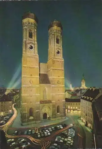 München - Beleuchtete Frauenkirche - ca. 1975