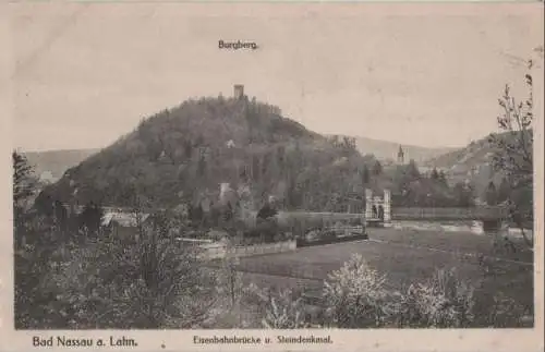 Nassau - Eisenbahnbrücke und Steindenkmal - ca. 1940