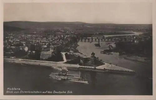 Koblenz - Blick von Ehrenbreitstein auf das Deutsche Eck - ca. 1955