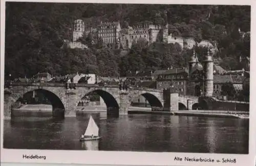 Heidelberg - Alte Neckarbrücke und Schloß - ca. 1960