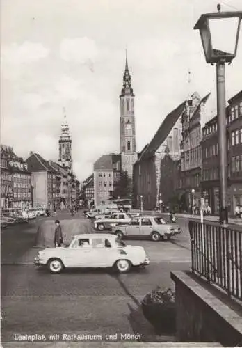 Görlitz - Leninplatz mit Rathausturm und Mönch