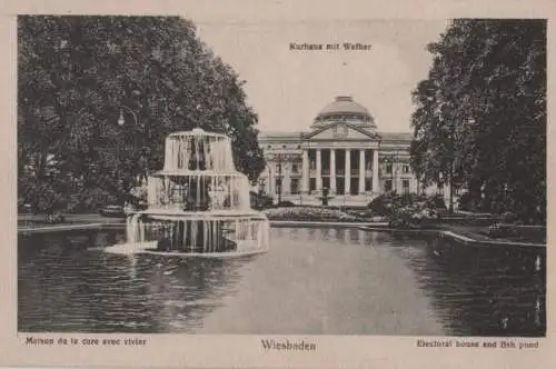 Wiesbaden - Kurhaus mit Weiher - ca. 1950