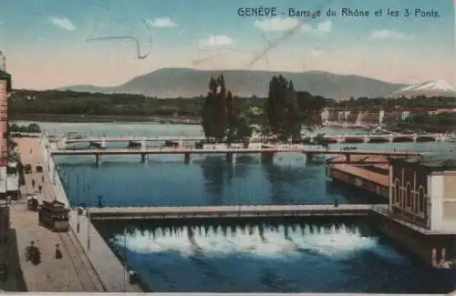 Schweiz - Schweiz - Genf - Barrage du Rhone et les 3 Ponts - 1943