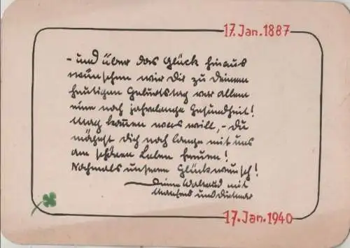 Glückwunschtext 1887 - 1940