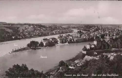 Passau - Blick auf das Dreiflußeck - ca. 1960