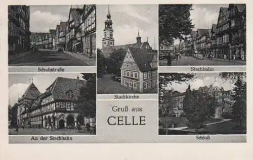 Celle - Schuhstraße, Stechbahn, An der Stechbahn, Stadtkirche, Schloß - 1961