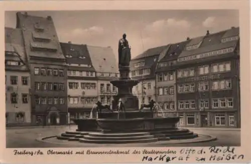 Freiberg - Obermarkt mit Brunnendenkmal