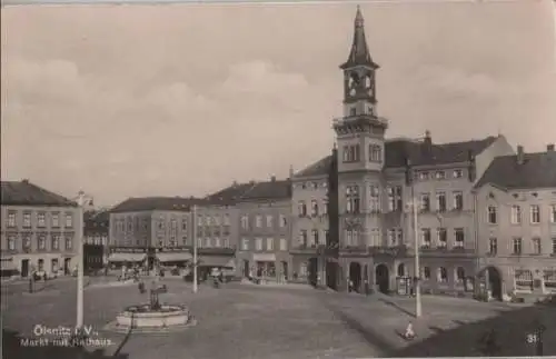 Oelsnitz - Markt mit Rathaus - 1938