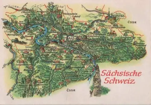 Sächsische Schweiz - Übersichtskarte - 1971