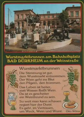 Bad Dürkheim - Wurstbrunnen mit Gedicht - ca. 1980