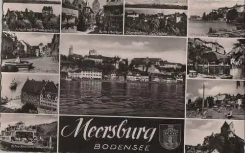 Meersburg - u.a. Schloß mit Schweizer Alpen - ca. 1960