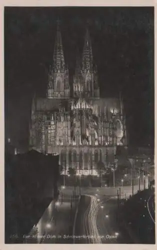 Köln - Dom von Osten im Scheinwerferlicht - ca. 1955