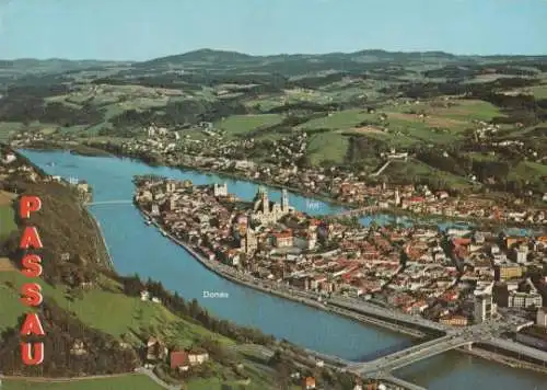 Passau - Luftbild-Panorama - 1981