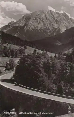 Alpenstraße - Lattenbachbrücke mit Watzmann - 1957