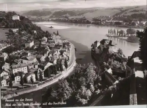 Passau - Blick von der Veste Oberhaus auf das Dreiflußeck - ca. 1965