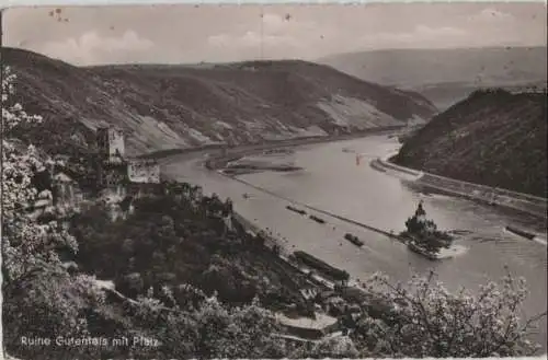 Kaub, Burg Gutenfels - mit Pfalz - ca. 1960