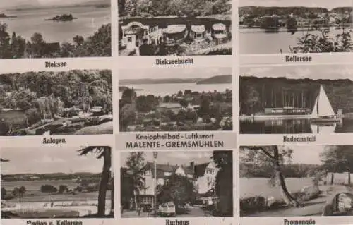 Malente - Dieksee, Diekseebucht, Kellersee, Anlagen, Badeanstalt, Stadion und Kellersee, Kurhaus, Promenade - 1956