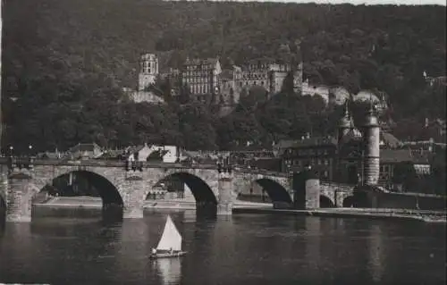 Heidelberg - Alte Neckarbrücke und Schloß - 1954