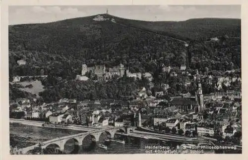 Heidelberg - Blick auf Königstuhl und Schloß - ca. 1960