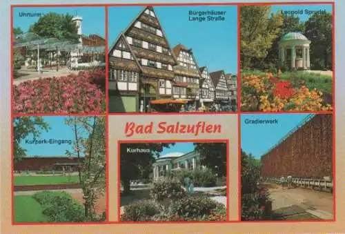 Bad Salzuflen - Uhrturm, Bürgerhäuser Lange Straße, Leopold Sprudel, Kurpark-Eingang, Kurhaus, Gradierwerk - 2000