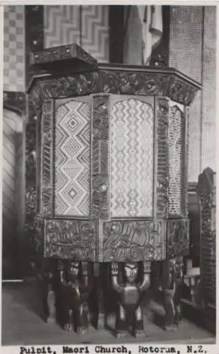 Neuseeland - Neuseeland - Rotorua - Maori Church, Pulpit - ca. 1955