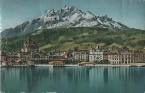 Schweiz - Schweiz - Luzern - Bahnhof und Pilatus - ca. 1965