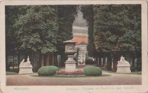 Potsdam - Sanssouci Eingang mit Schloss - ca. 1925