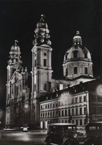 München - Theatinerkirche bei Nacht - ca. 1960