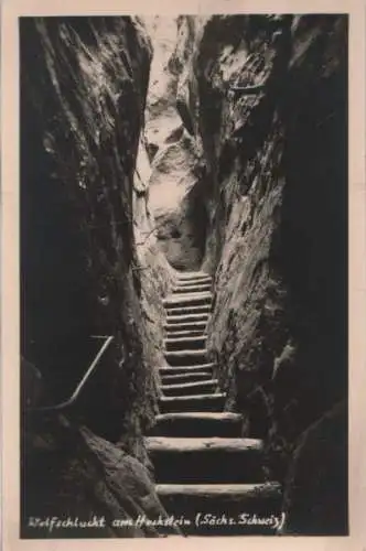 Sächsische Schweiz - Wolfschlucht am Hackstein - 1954