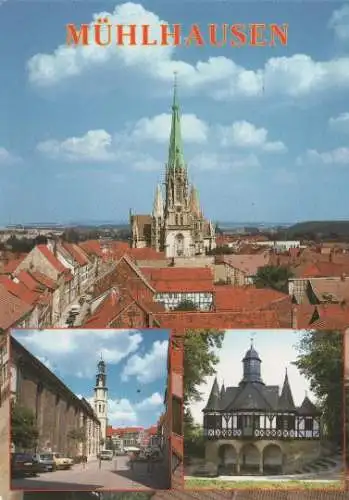 Mühlhausen - Blick vom Rabenturm zur Marienkirche, Kornmarktkirche, Brunnenhaus Popperode - 2003